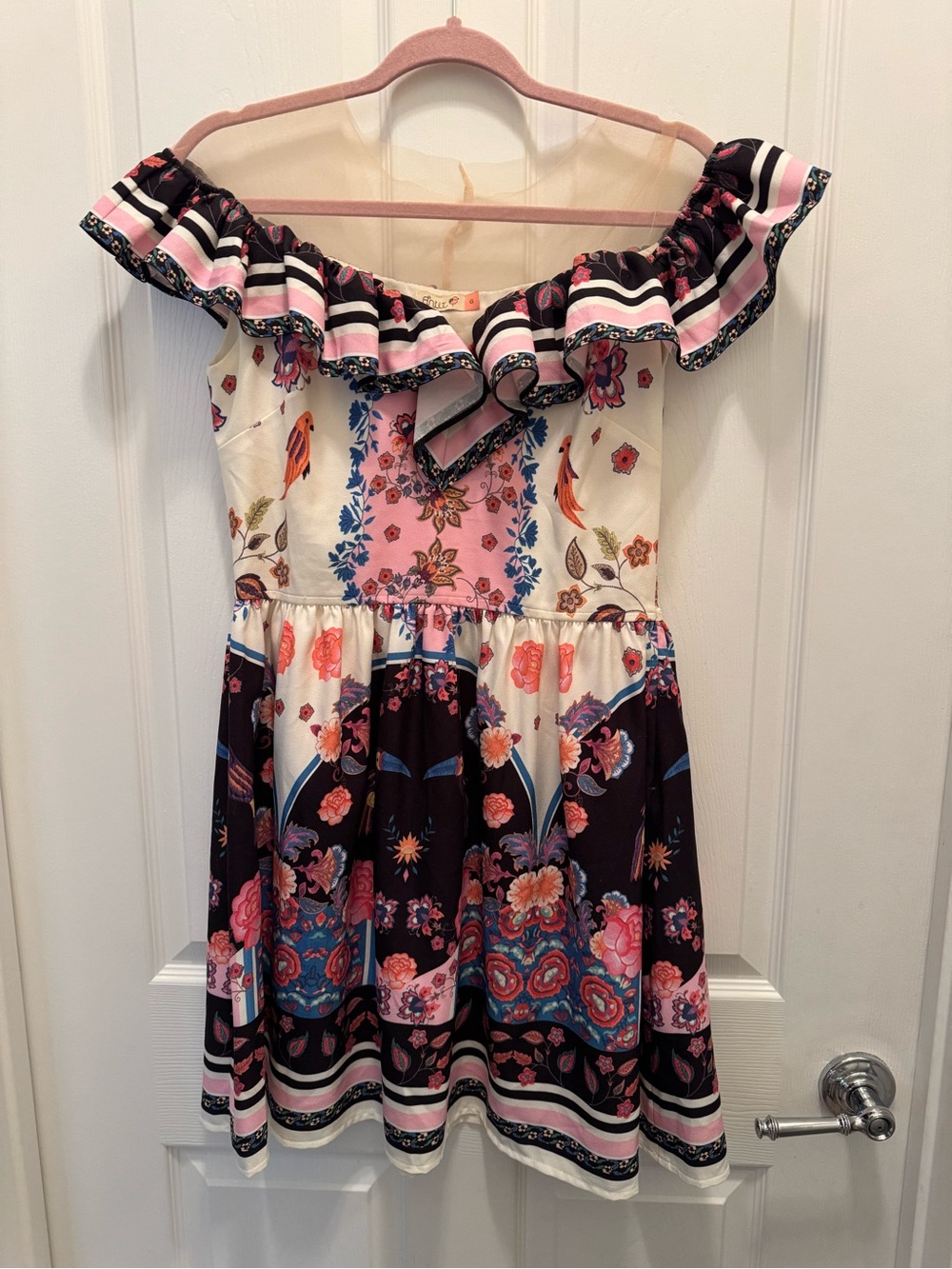 Dress Off-Shoulder Ruffle Mini – Large Boho Chic